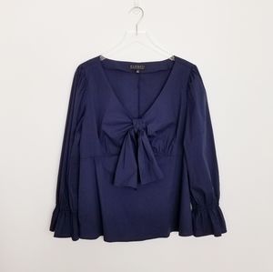 Eloquii V-Neck Ruffle Sleeve Tie Front Top